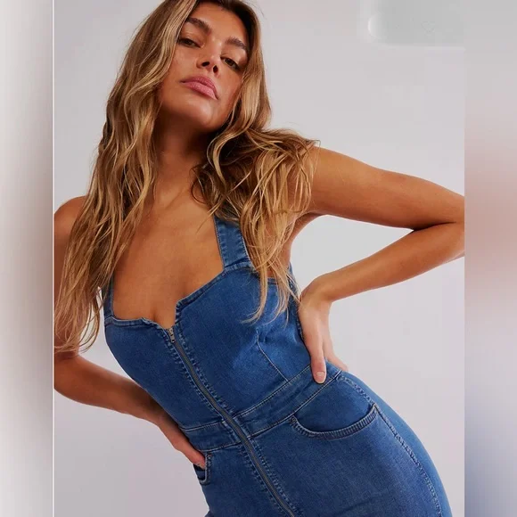 Free People We the Free green floral CRVY 2nd Ave One Piece jumpsuit jumper sz14 - Picture 8 of 8